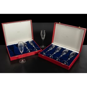 8 Cartier Crystal Champagne Flutes