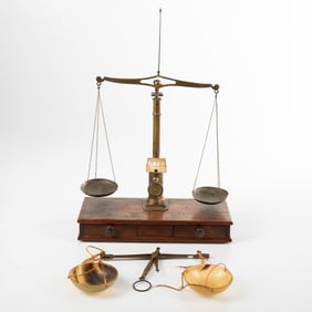 Mahogany Brass and Horn Balancing Scales