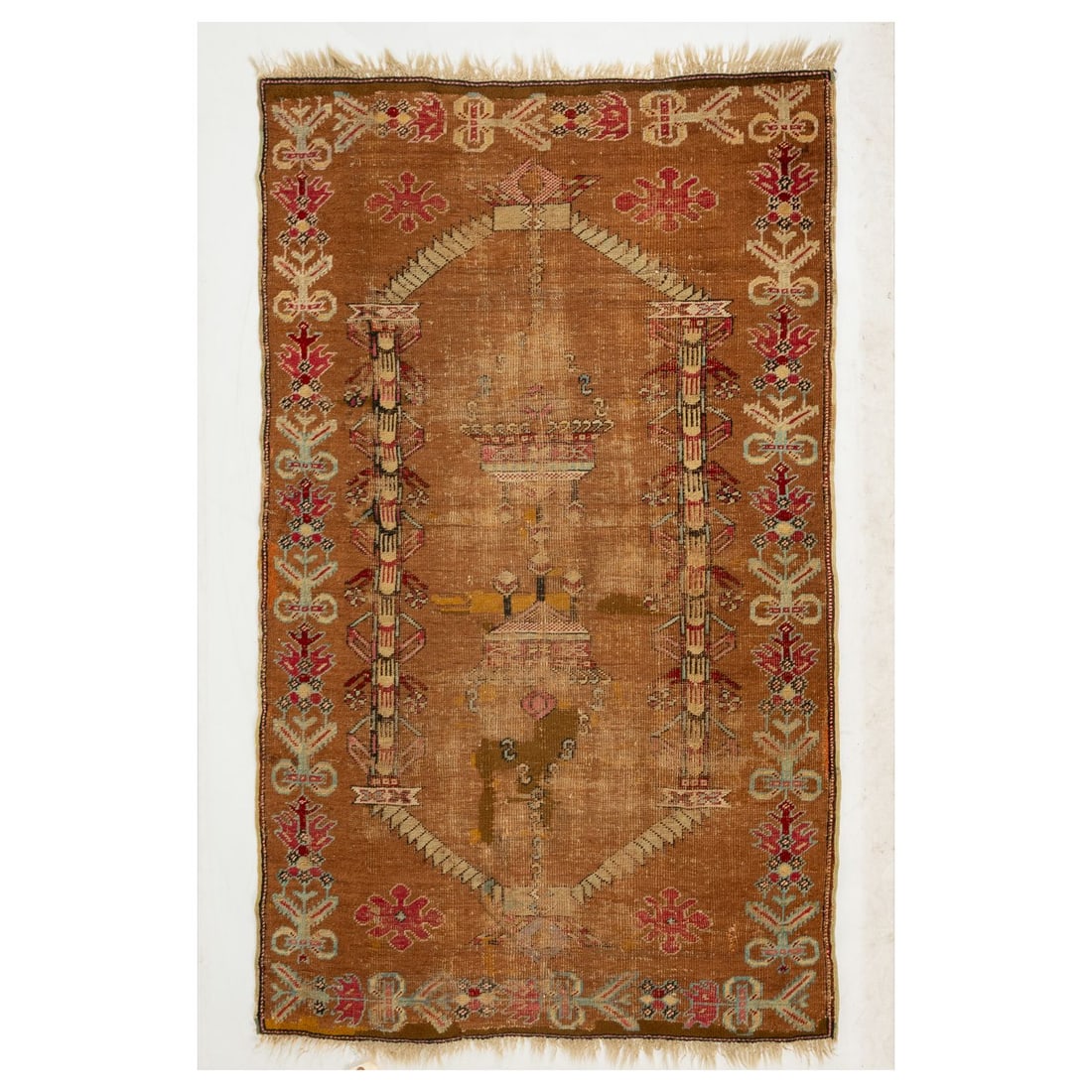 Caucasian Wool Rug: A Caucasian Wool Rug, 19th Century. Dim: L: 5 ft. 5 in. X W: 3 ft. 3 1/2 in. From a Northeast Ohio Collector.