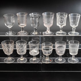 12 EAPG Pressed Glass Goblets