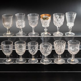12 EAPG Pressed Glass Goblets