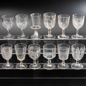 12 EAPG Pressed Glass Goblets