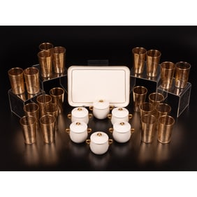 6-piece Pot de Creme Set with a Matching Serving Tray