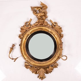 Regency Style Carved Giltwood Girandole Mirror