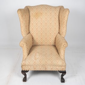 A Chippendale Style Carved Mahogany Wing Chair