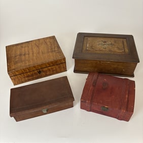 4 American Wood and Leather Boxes