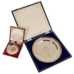 Two Sterling Silver ER II's Jubilee Commemorative Plates