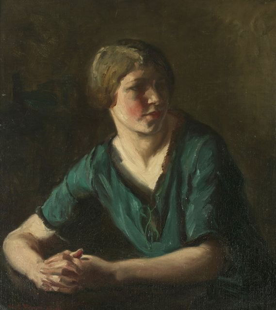 Albert Edward Sterner (1863-1946) Portrait of a Lady, O: Albert Edward Sterner (1863-1946) Portrait of a Lady, Oil on canvas laid down on board, Signed and dated 1925 lower left. Dimensions: h: 28 x w: 24 in.