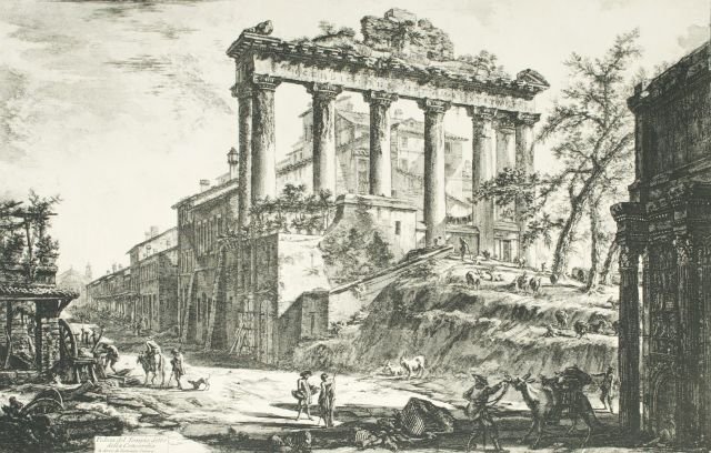 Giovanni Battista Piranesi (1720-1778) Veduta del Tempi: Giovanni Battista Piranesi (1720-1778) Veduta Del Tempio Detto Della Concordia, Etching, titled In Image Lower Left. dimensions: H: 15 1/2 X W: 22 In.
