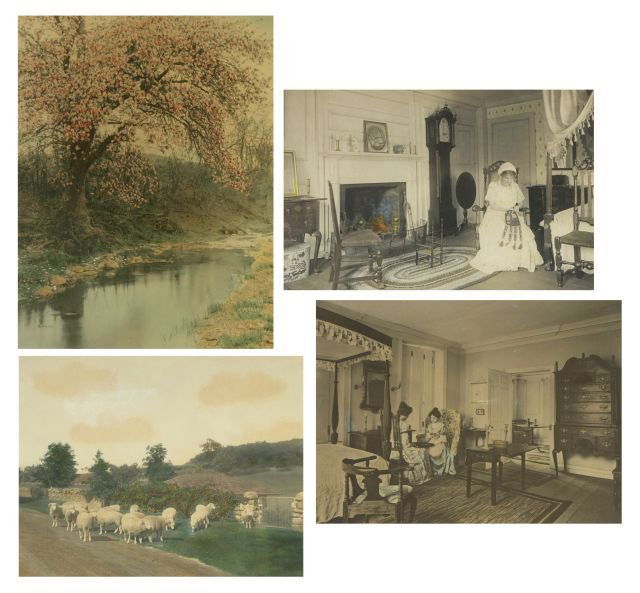 A Group of Four Hand-Colored Photographs by Wallace Nut: A Group of Four Hand-Colored Photographs by Wallace Nutting (1861-1941). Largest framed dimensions: h: 22 x w: 17.5 in.