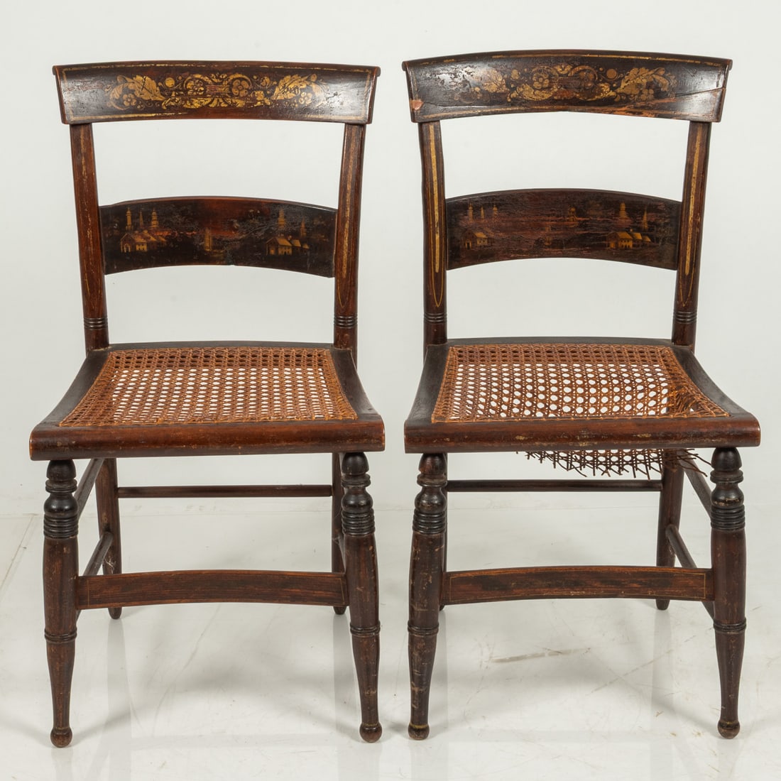 A Pair of American Stencil Painted Side Chairs (1 of 8)