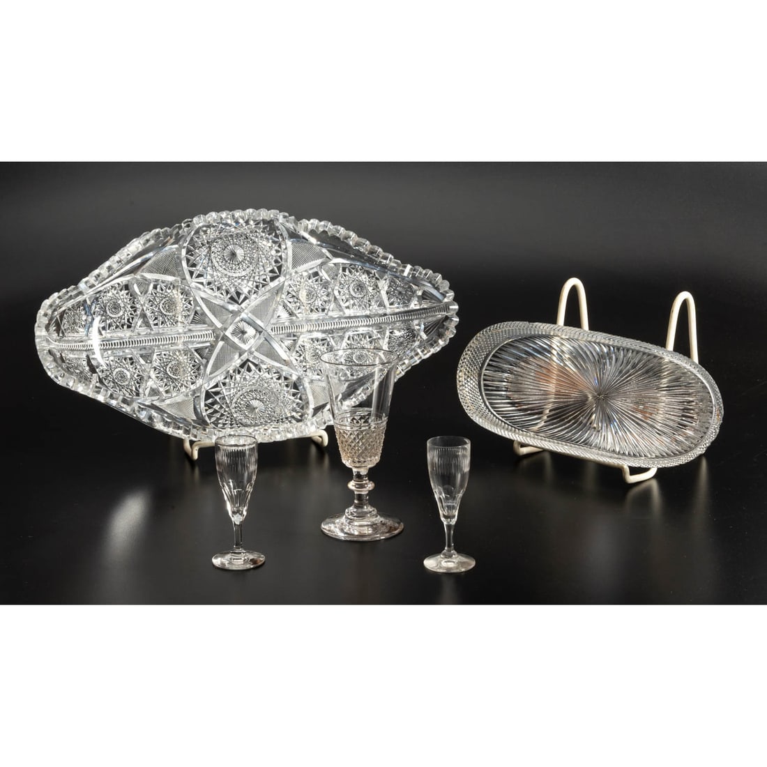 A Group of Cut Glass and Pressed Glass Tableware (1 of 6)