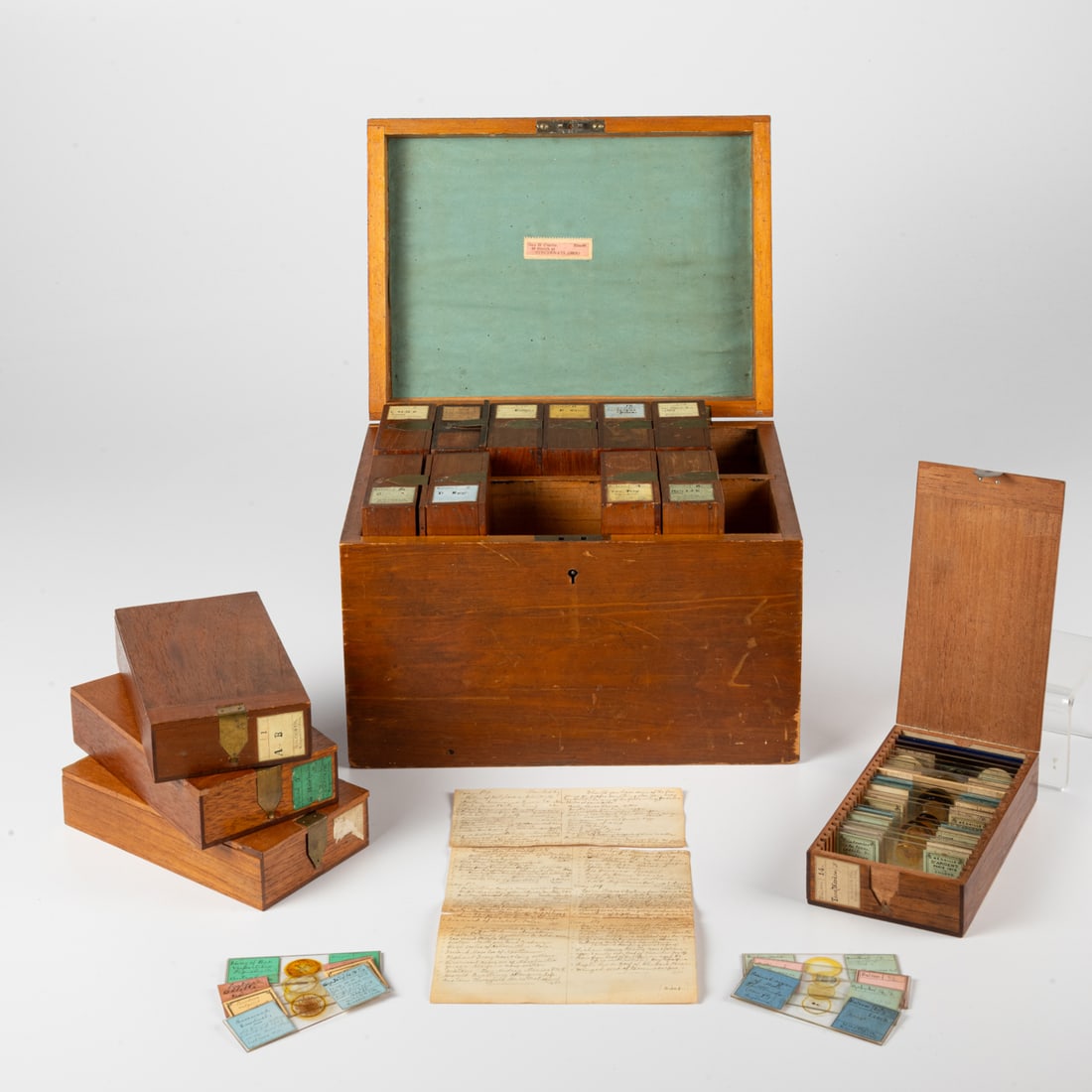 Boxes and case of Microscope Slides, 19th century. (1 of 10)