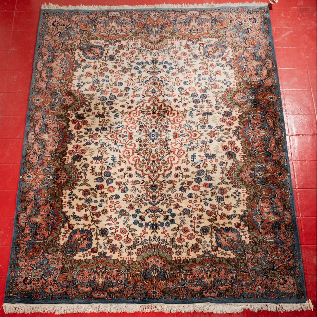 A Kerman Wool Rug: A Kerman Wool Rug, 20th Century Dimensions L: 12 ft 9 x W: 8 ft 11 in.