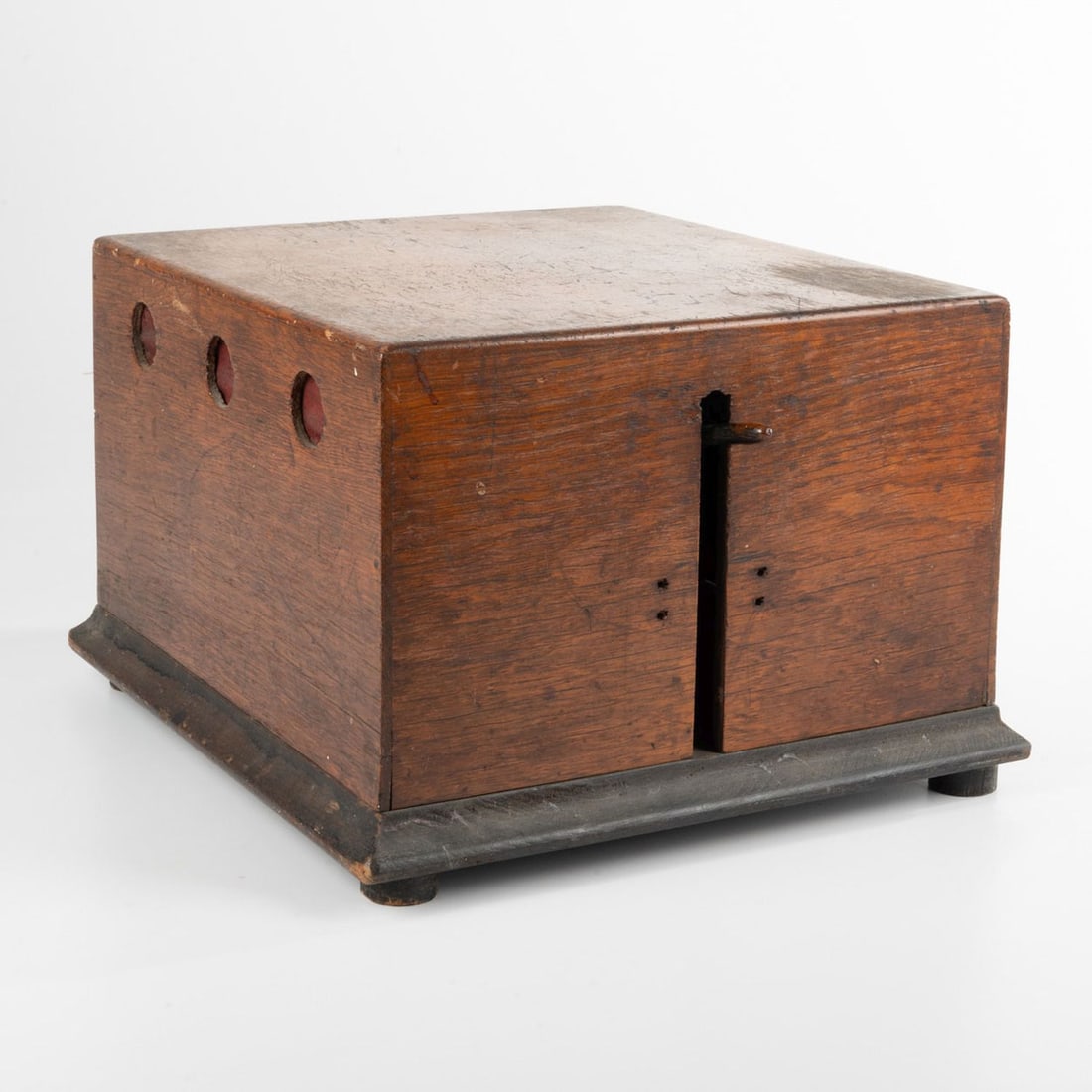 A Spring Activated Gong in Sealed Oak Box (1 of 5)