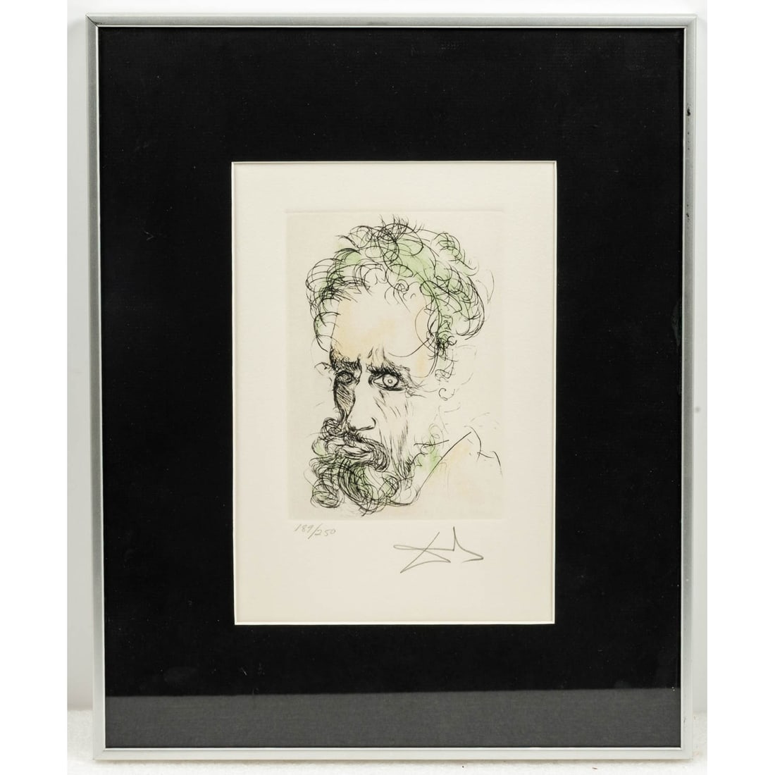 Salvador Dali (1904-1989): Salvador Dali (1904-1989) Michelangelo 1968, Colored Etching, #189/250. Signed LR. From the Immortals of Art Series. Image: H: 6 3/4 X W: 4 5/8 in. H: 16 1/4 W: 13 1/4 in.