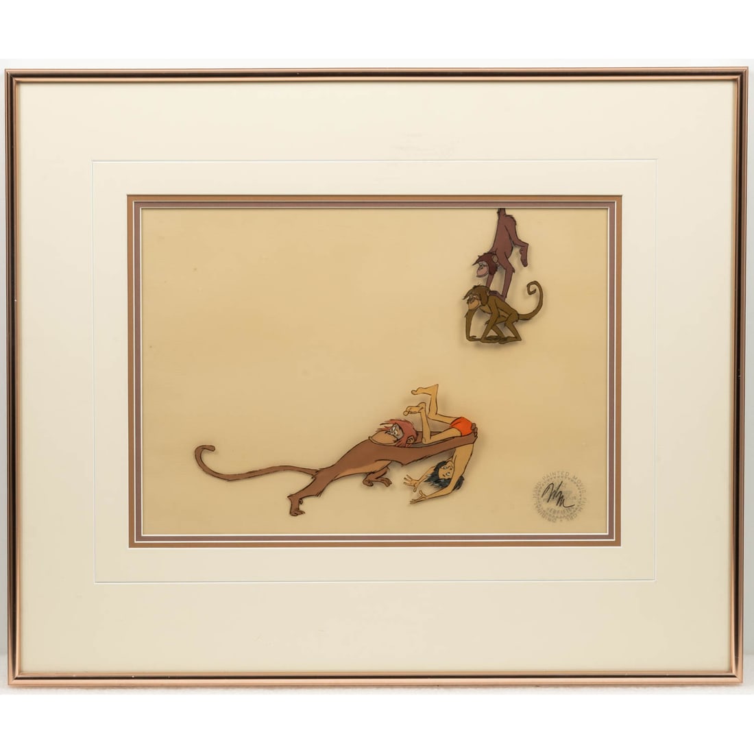 An Original Disney Jungle Book Animation Cell: An Original Disney Jungle Book Animation Cell, circa 1967, Certified stamp lower right. Image: H: 9 1/2 X W: 13 1/2 in. H: 17 3/4 W: 21 1/4 in.