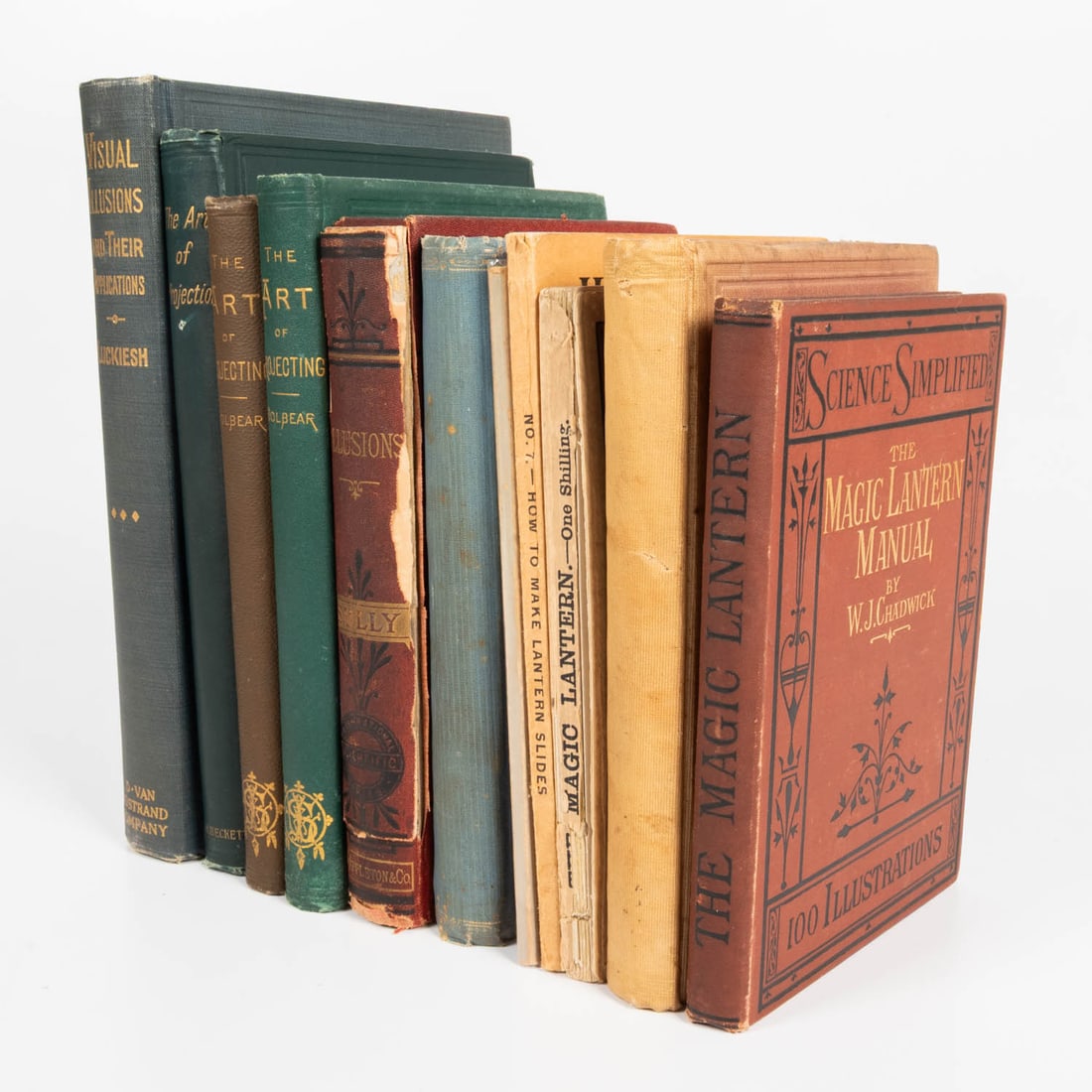 Magic lantern books.: Set of 11 magic lantern and visual illusion books. 19th and 20th century. Books include: REYNAUD, Emile (1844-1918), Peintre de Films (1945); The Magic Lantern, How to Buy and How to Use it (N.A.,