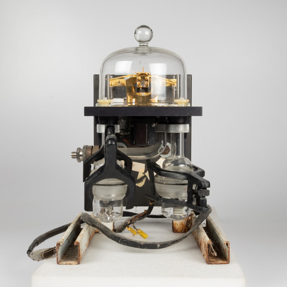Microbalance & Latex Particle Slides: Microbalance & Latex Particle Slides, 20th Century, Tapered Element Oscillating Microbalance. Serial Number 34801, Cahn Ventron; Steel, Vacuum Glass tubing, and yellow brass components; and a fitted b
