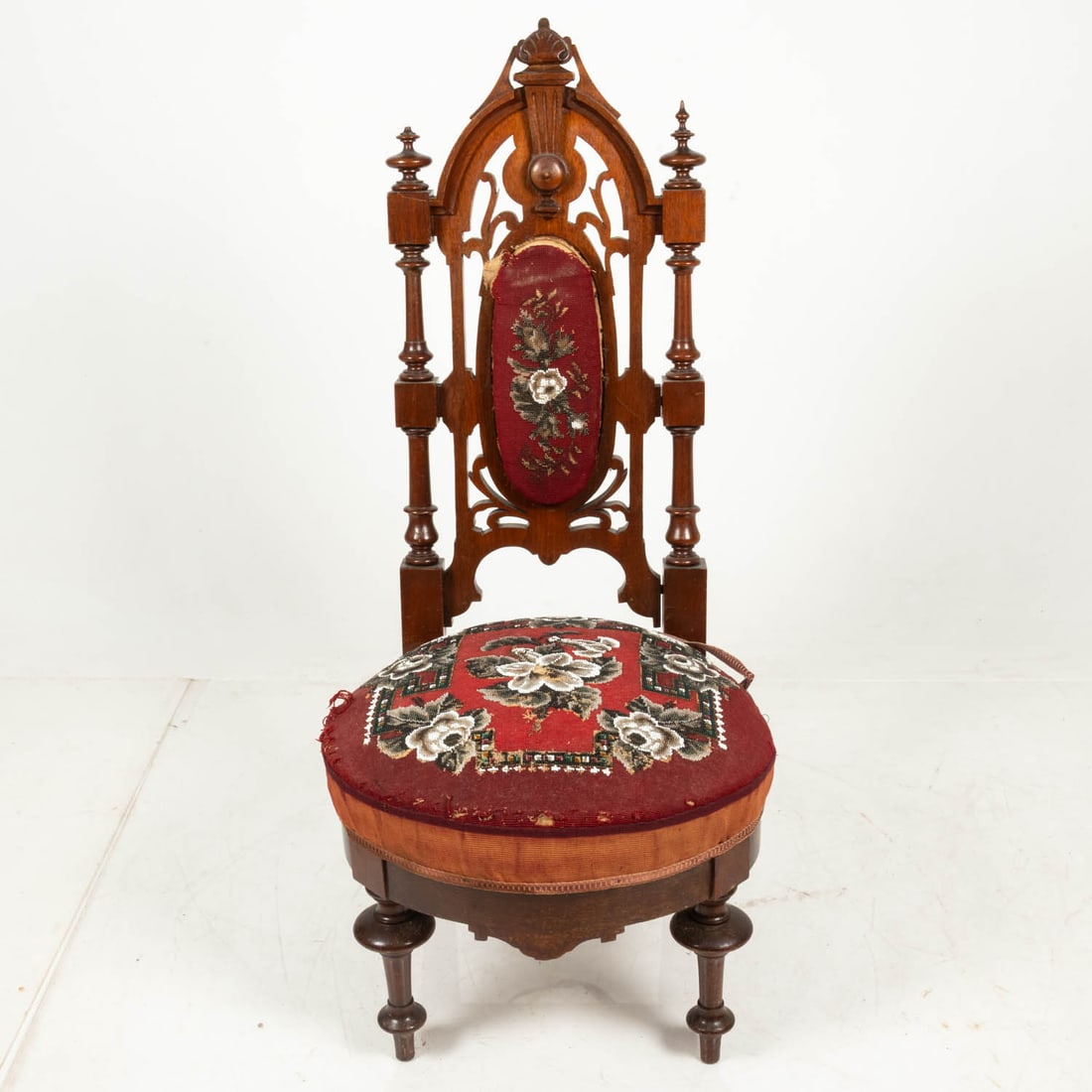 Victorian Gothic Revival Carved Walnut Side Chair (1 of 6)