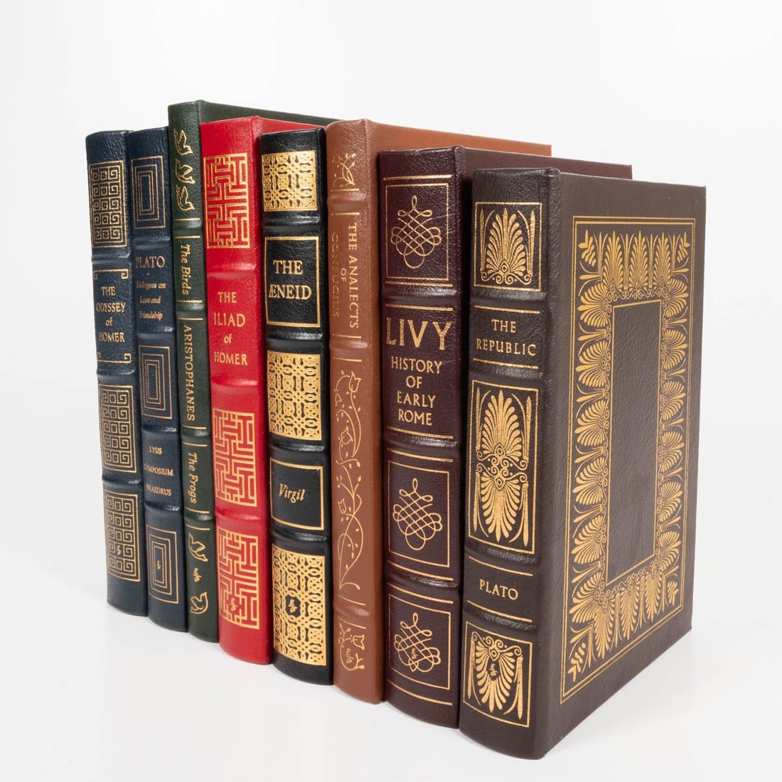 Set of Easton Press Classical Texts.: Set of 8 Easton Press Classical Texts: CONFUCIUS, PLATO, VIRGIL, HOMER, LIVY, and ARISTOPHANES. Publisher: The Easton Press, Norwalk. 1979. Collector's Edition. 8vo. Full leather bound, multiple