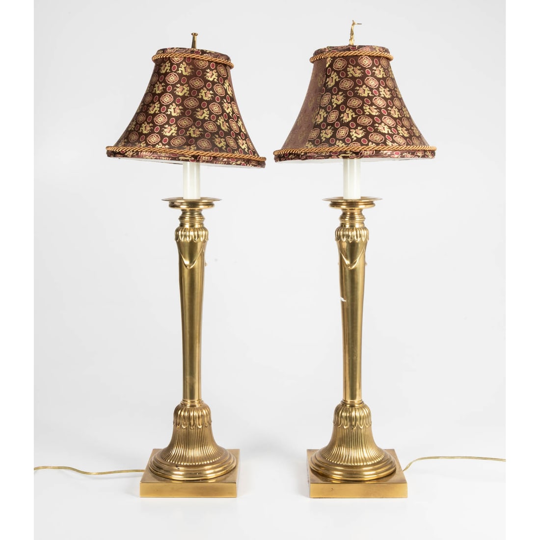 Pair of Brass Column Form Table Lamps (1 of 7)