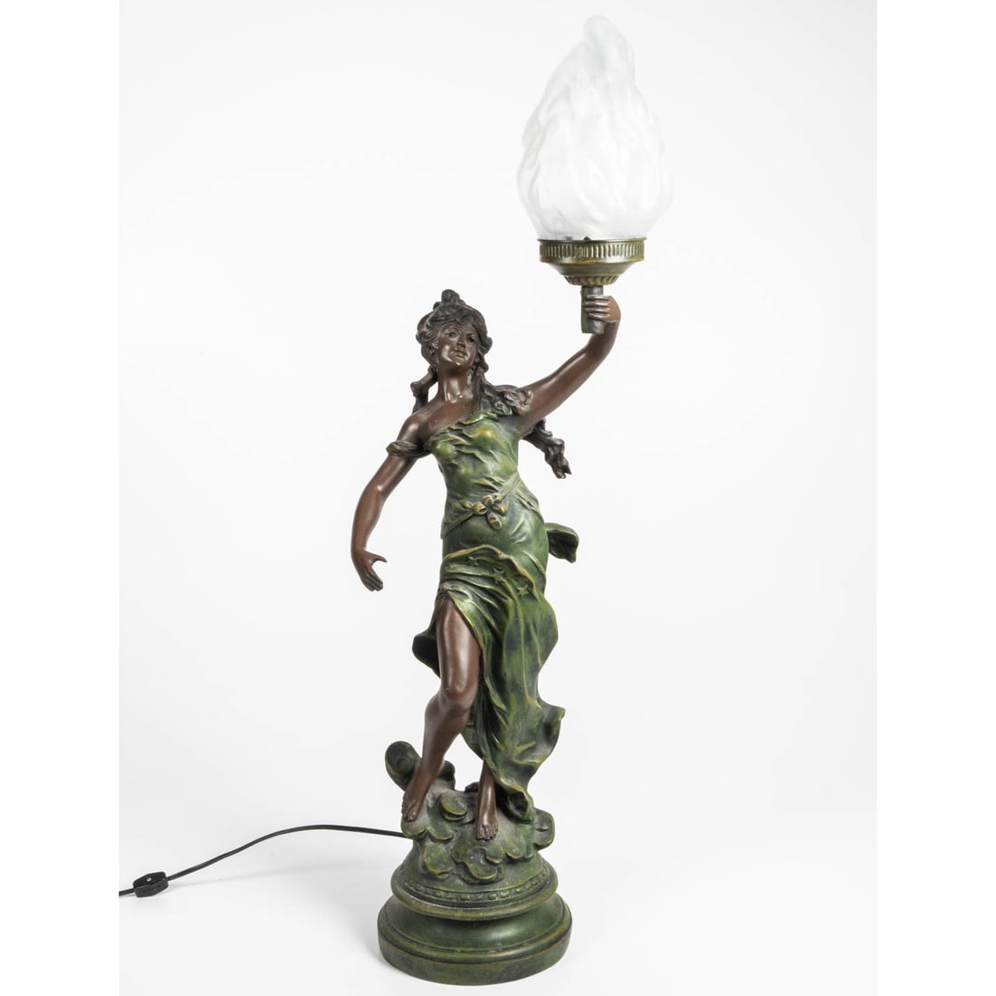 After Auguste Moreau (1834-1917) Painted Spelter Table Lamp (1 of 7)
