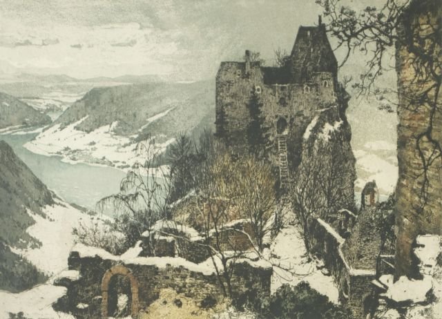 Luigi Kasimir (Austro-Hungarian, 1881-1962) Jaanner 191: Luigi Kasimir (Austro-Hungarian, 1881-1962) Jaanner 1914, Hand-colored etching, Signed lower right. Framed. Plate dimensions: h: 18 x w: 23 1/4 in. Other Notes: *** Please inquire for shipping estimat