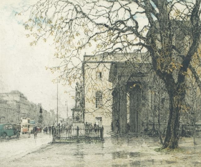 Luigi Kasimir (Austro-Hungarian, 1881-1962) Berlin Unte: Luigi Kasimir (Austro-Hungarian, 1881-1962) Berlin Unter der Linden, Hand-colored etching, Signed lower center. Framed. Plate dimensions: h: 13 1/2 x w: 16 3/4 in. Other Notes: *** Please inquire for 