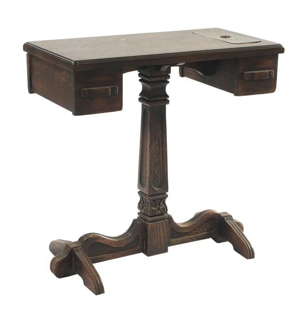 An Arts and Crafts Oak and Hammered Copper Smoking Stan: An Arts and Crafts Oak and Hammered Copper Smoking Stand, 20th Century. Dimensions: h: 24 x w: 24 x d: 13 in. Other Notes: *** Please inquire for shipping estimate prior to bidding. Shipping costs may