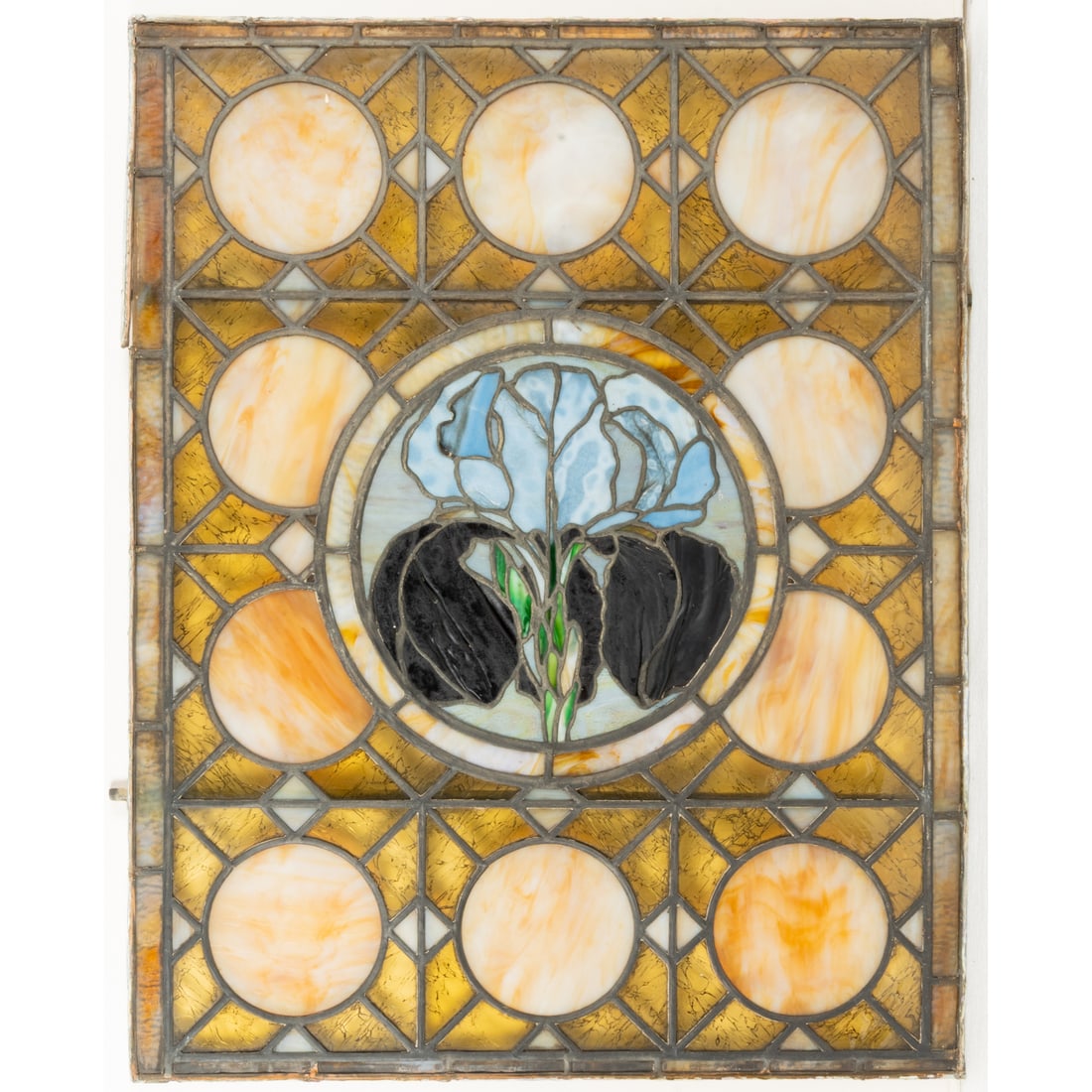 American Stained Glass Window: American Stained Glass Window, 19th Century, H: 32 W: 25 1/4 in.