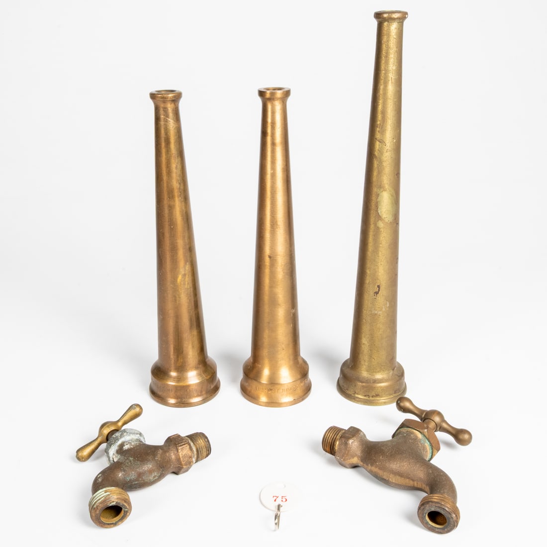 Three Antique Brass Fire Hose Nozzles (1 of 6)