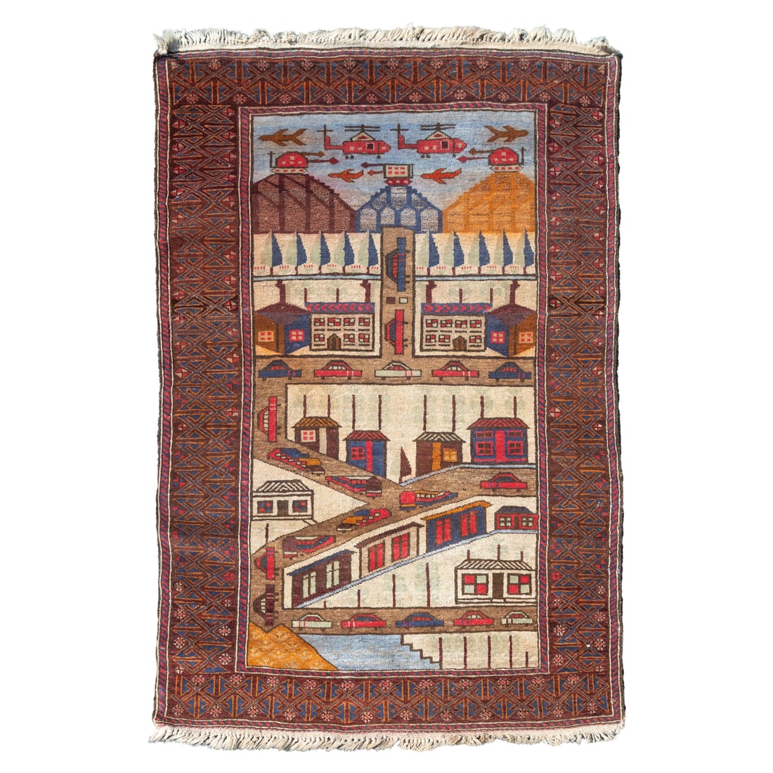 Afghan War Rug: Afghan War Rug (1980's), Wool. Afghanistan, 20th Century. Dimensions: L: 6 ft. x W: 4 ft. 1 in.