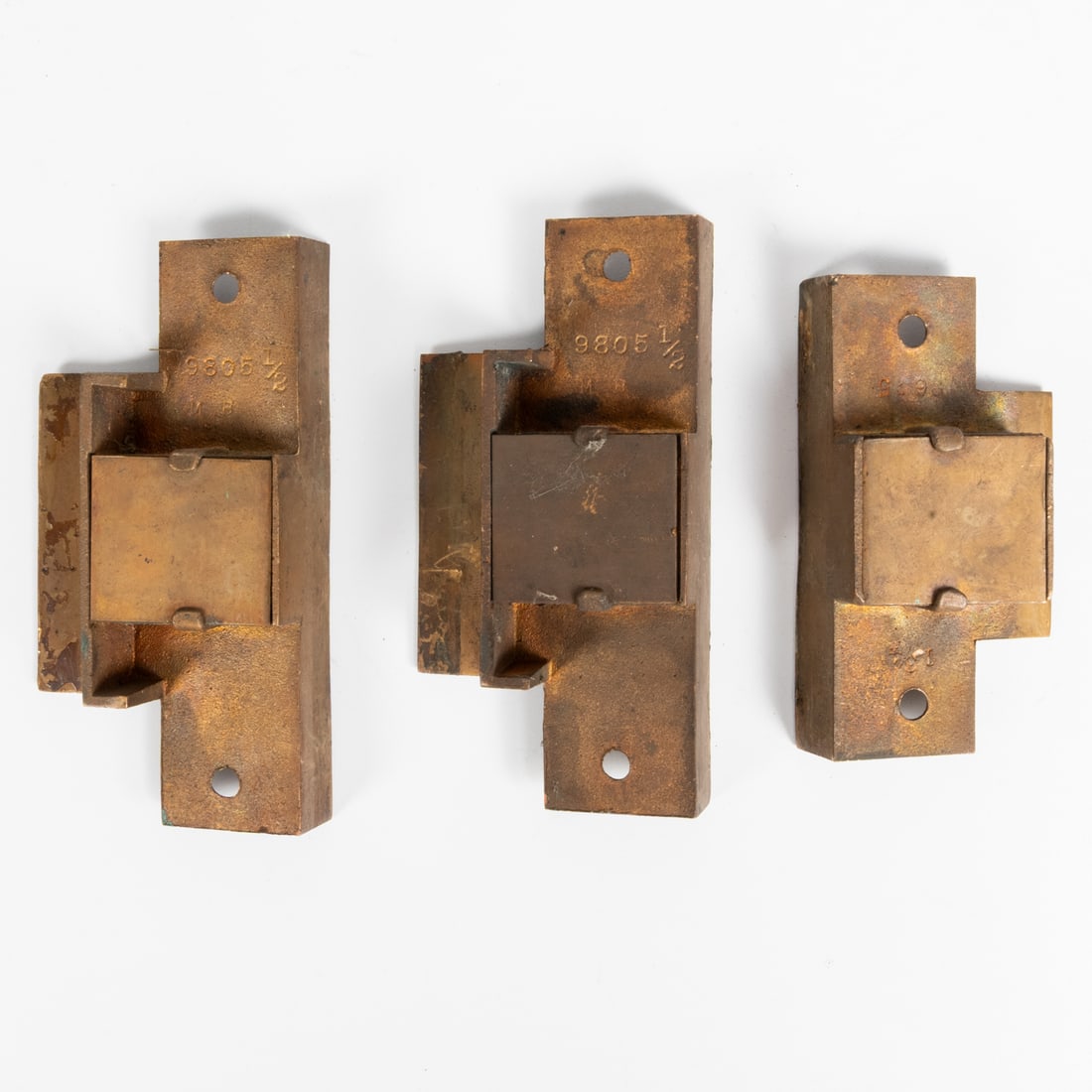 Four Antique Bronze Locking Door Knobs - 3