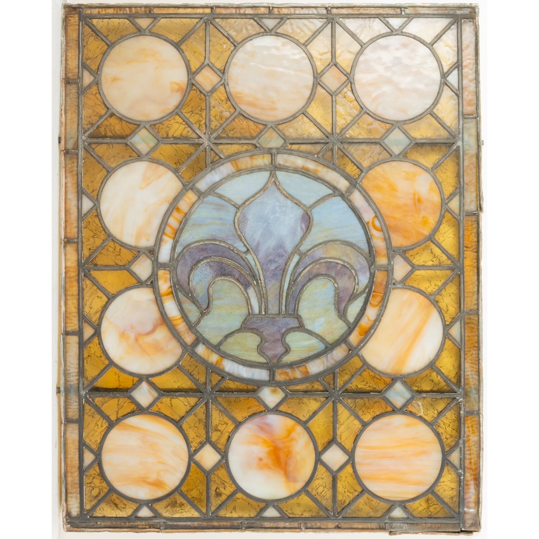American Stained Glass Window: American Stained Glass Window, 19th Century. H: 32 W: 25 1/4 in.