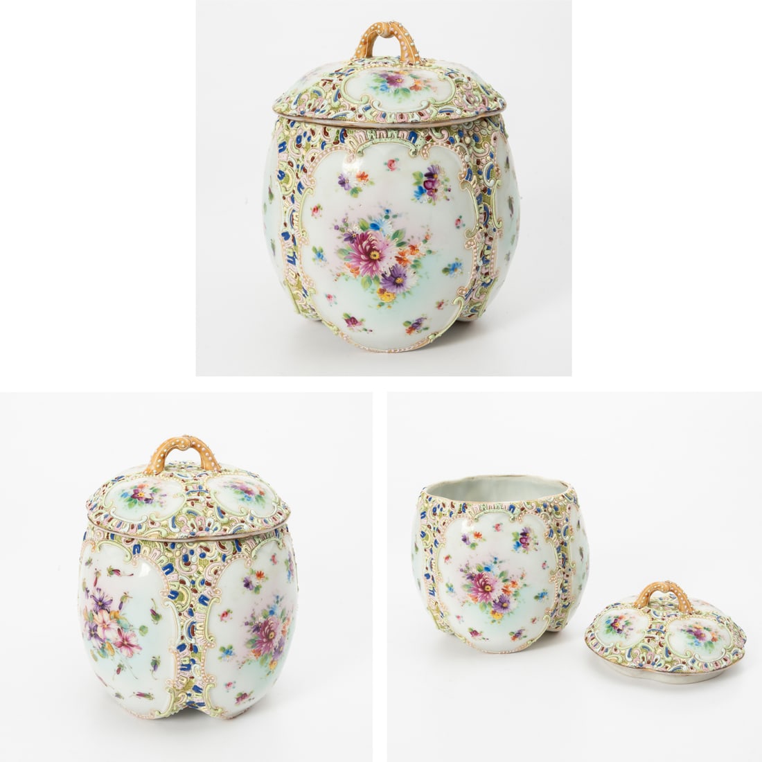 Six Japanese Moriage Decorative Items - 7