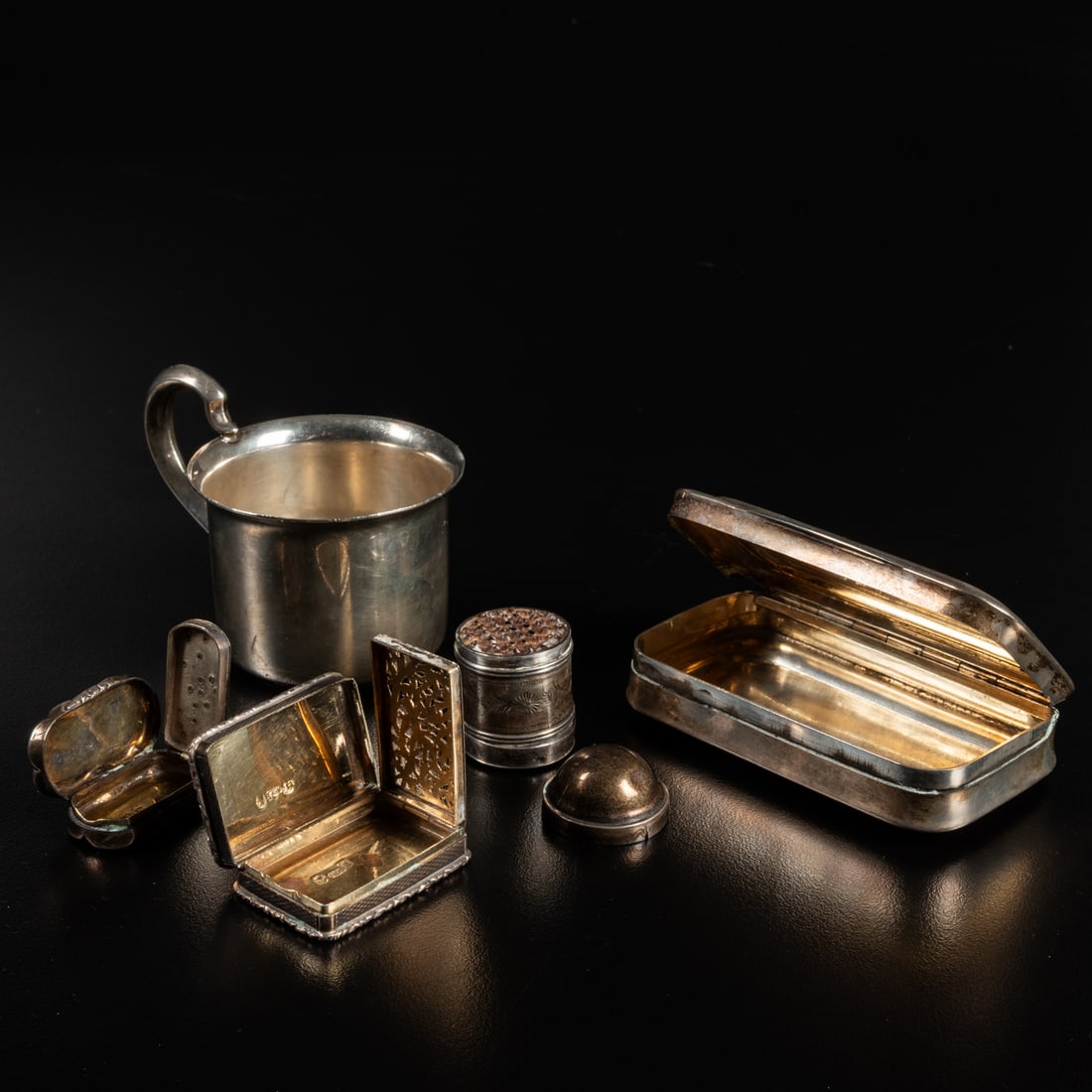Five Sterling Silver Objets de Vertu - 7