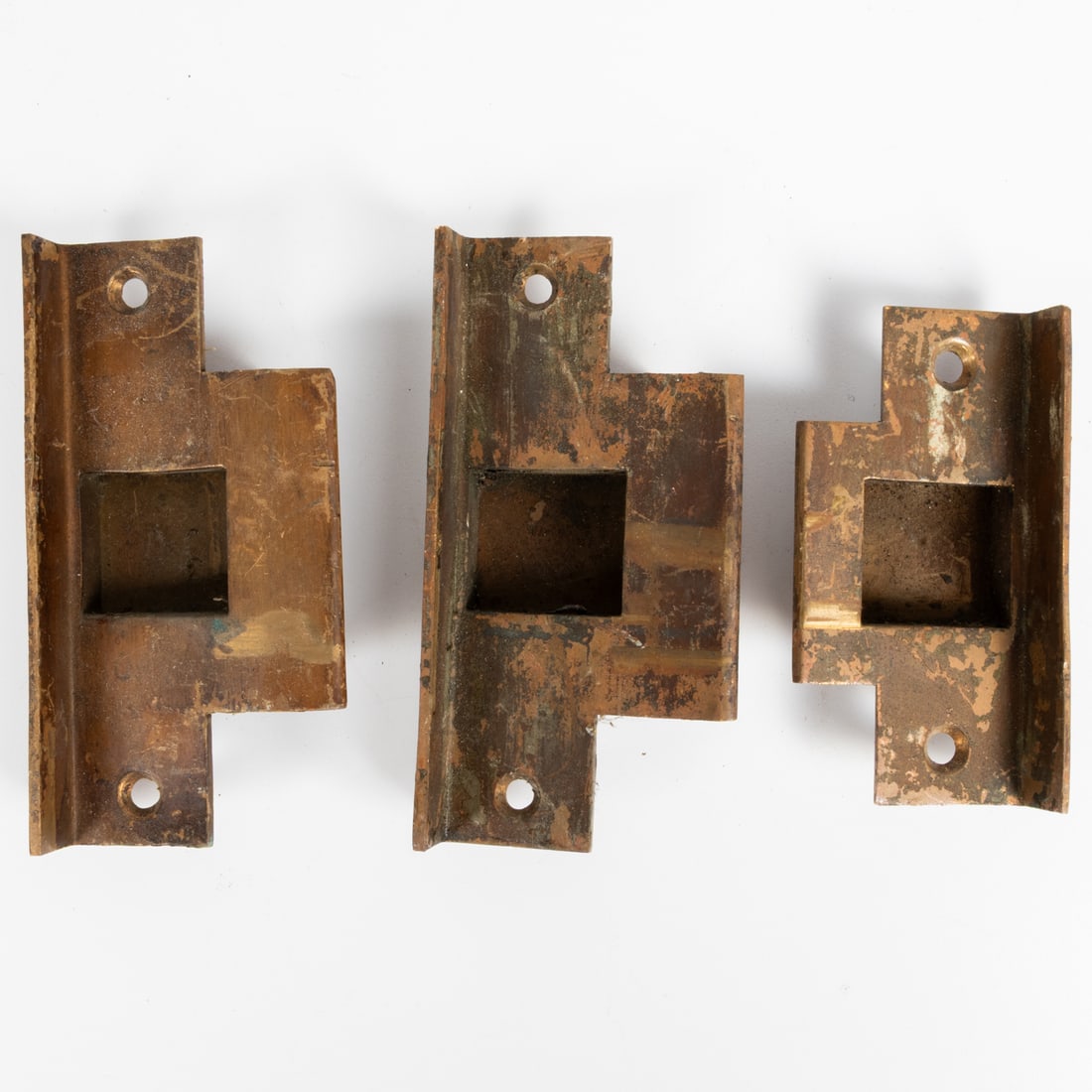 Four Antique Bronze Locking Door Knobs - 4