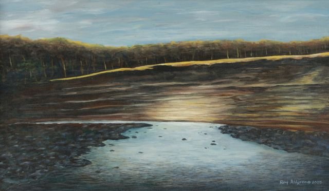Roy Ahlgren (1927-2011) The Oxbow - Six Mile Creek, Oil: Roy Ahlgren (1927-2011) The Oxbow - Six Mile Creek, Oil on canvas, Signed and dated 2005 lower right. Dimensions: h: 12 x w: 20 in. Other Notes: *** Please inquire for shipping estimate prior to biddi