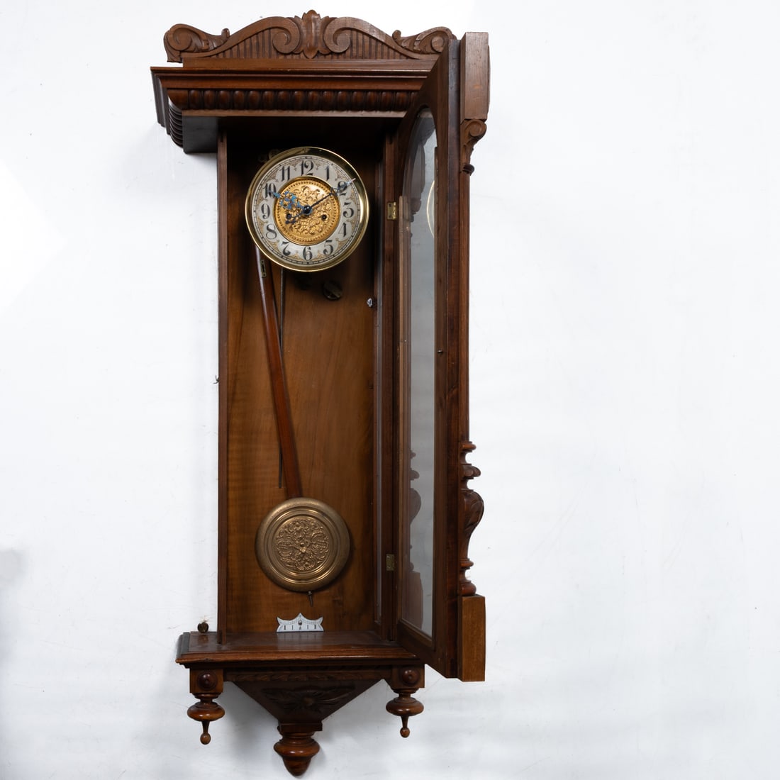 A Gustav Becker Walnut Regulator Wall Clock - 5