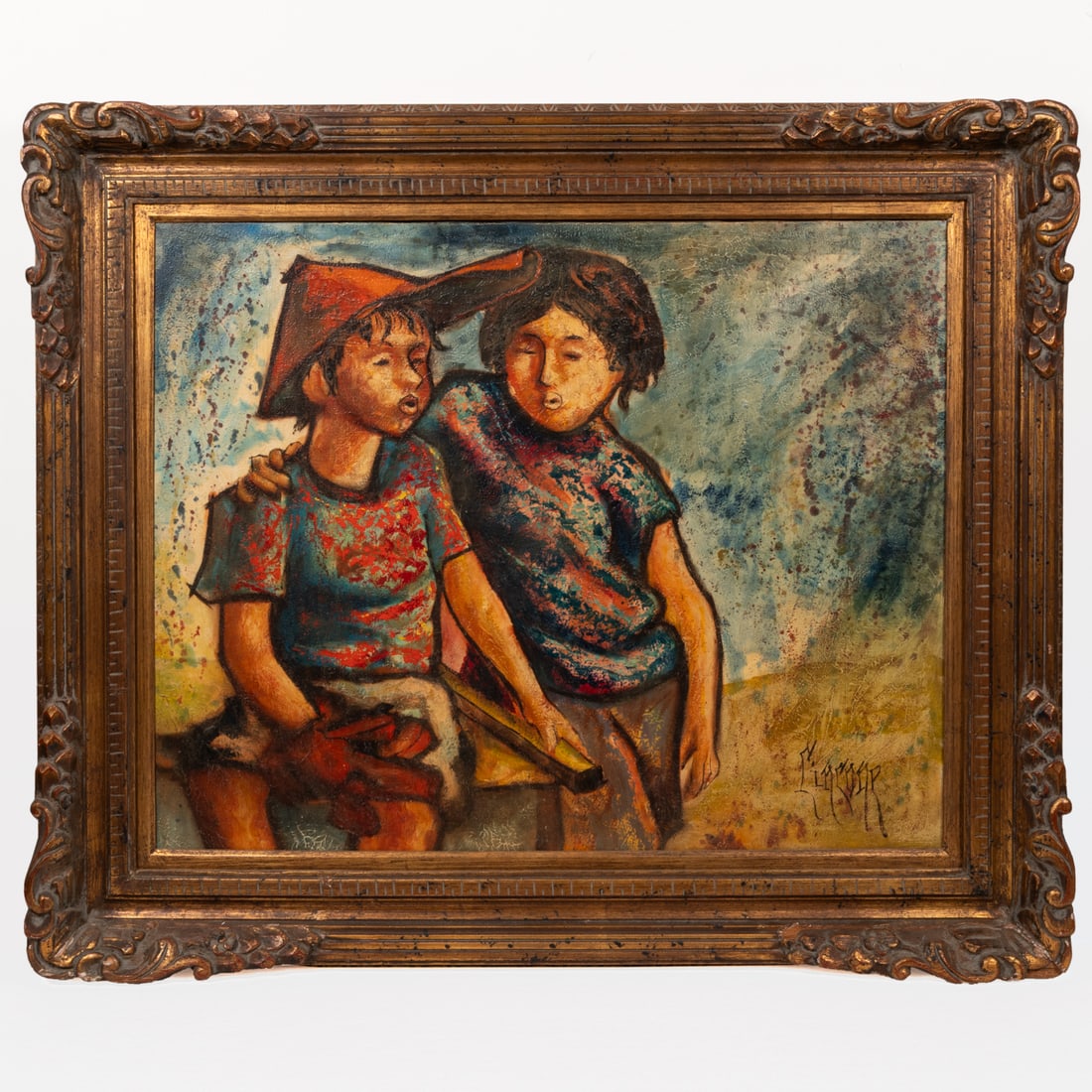 Don Cincone (American, b. 1936): Don Cincone (American, b. 1936) Young Friends, Oil on canvas, Signed lower right. Canvas, H: 24 x W: 30 in. H: 32 W: 38 in.