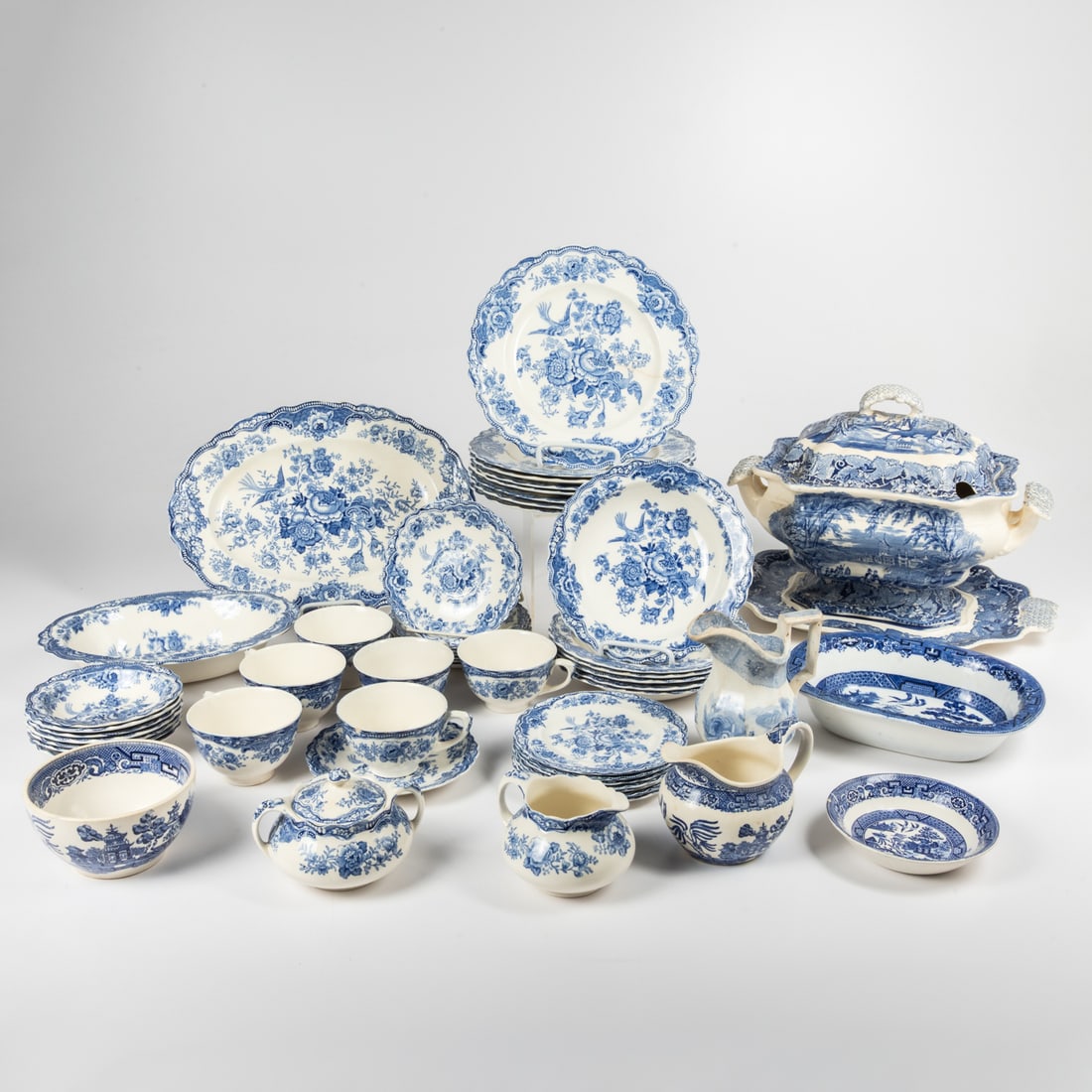 53 Piece English Blue and White Dinnerware (1 of 7)