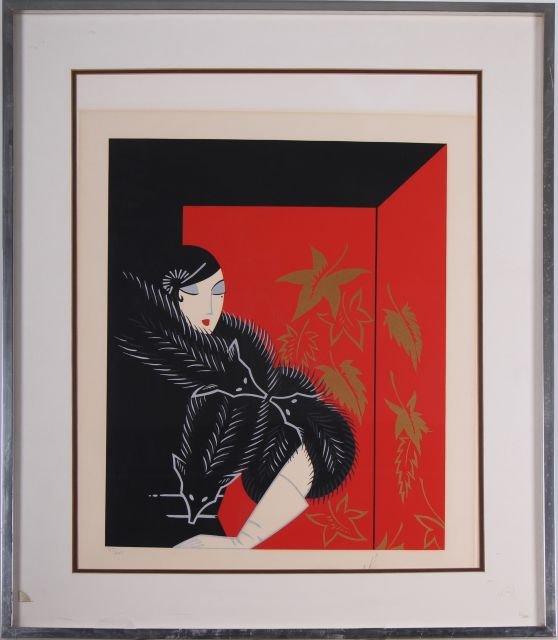 Erté (1892-1990) Furs, Colored lithograph,: Erte (1892-1990) Furs, Colored lithograph, Signed lower right and numbered 97/260 lower left in pencil. Image dimensions: h: 22 x w: 17 in.