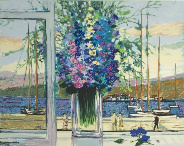 Michelle Jenny (20th Century) Untitled, Silkscreen on: Michelle Jenny (20th Century) Untitled, Silkscreen on paper, Signed in pencil lower right and numbered EA 37/50 in pencil lower left. Image dimensions: h: 29 3/4 x w: 19 1/2 in. Frame dimensions: h: 4