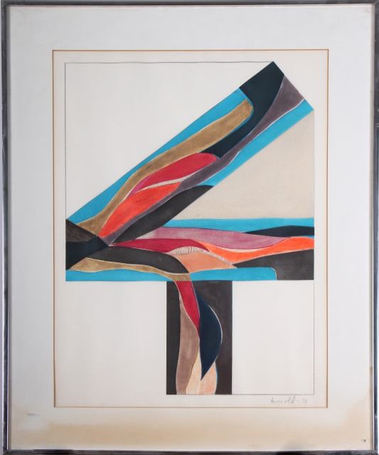 Ralph Moffett Arnold (1928-2006) Drawing #4, from the: Ralph Moffett Arnold (1928-2006) Drawing #4, from the T.V. Series, Watercolor and graphite on paper, Signed and dated '71 in the lower right. Dimensions: h: 22 x w: 15 in.