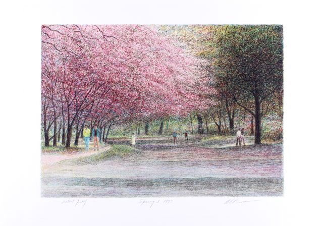 Harold Altman (1924-2003) Spring, Color lithograph,: Harold Altman (1924-2003) Spring, Color lithograph, Signed, titled, and dated 1993 in pencil lower margin, numbered artist proof, lower left and stamped lower left with atelier d'art Desjobert, Paris.