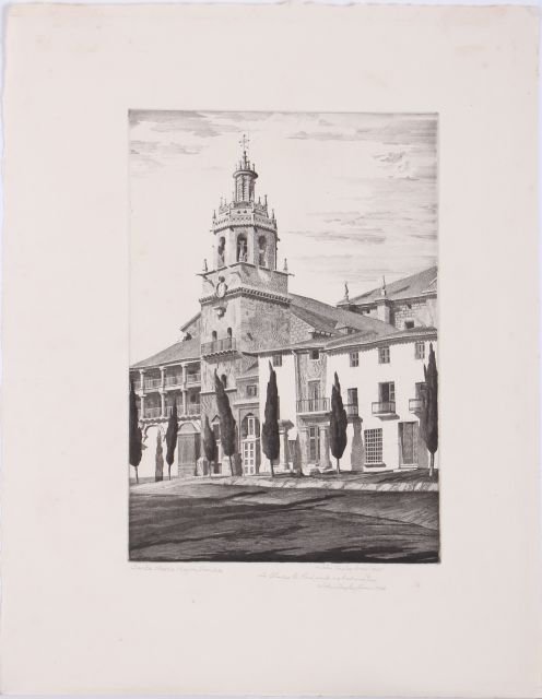 John Taylor Arms (1887-1953) Santa Maria Major, Ronda,: John Taylor Arms (1887-1953) Santa Maria Major, Ronda, Etching, Signed, titled and dated 1935 in pencil lower margin. Dedicated 'To Charles E. Poni, with my best wishes"" lower right. Image dimensions