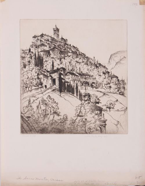 John Taylor Arms (1887-1953) Il Sacro Monte, Varese,: John Taylor Arms (1887-1953) Il Sacro Monte, Varese, ca. 1926, Etching, Signed and dated 1927 in pencil lower right. Editioned trial proof in pencil lower left. Titled in image. Image dimensions: h: 8