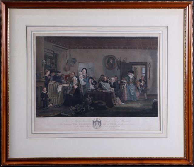 After David Wilkie (1785-1841) The Reading of the Will,: After David Wilkie (1785-1841) The Reading of the Will, Color etching, Etched by John Burnet ca. 1842. Dimensions: h: 19 x w: 24 1/2 in.