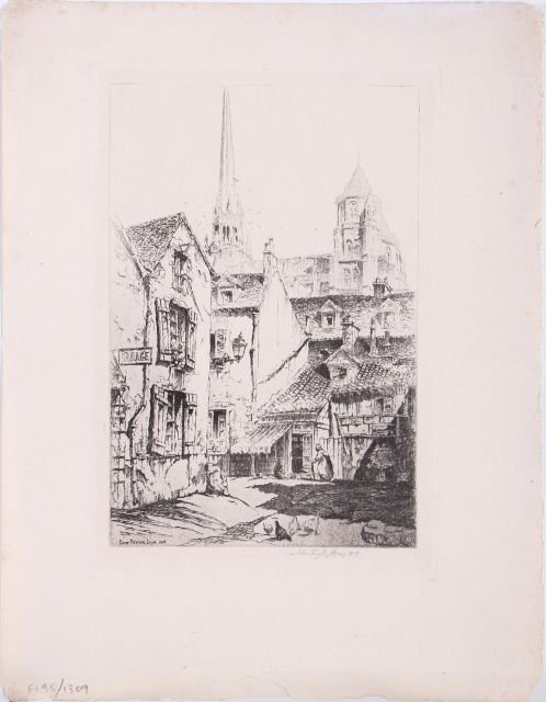 John Taylor Arms (1887-1953) Saint Benigne Dijon, ca. 1: John Taylor Arms (1887-1953) Saint Benigne Dijon, ca. 1924, Etching, Signed and dated 1927 in pencil lower right. Image dimensions: h: 9 x w: 5 3/4 in.